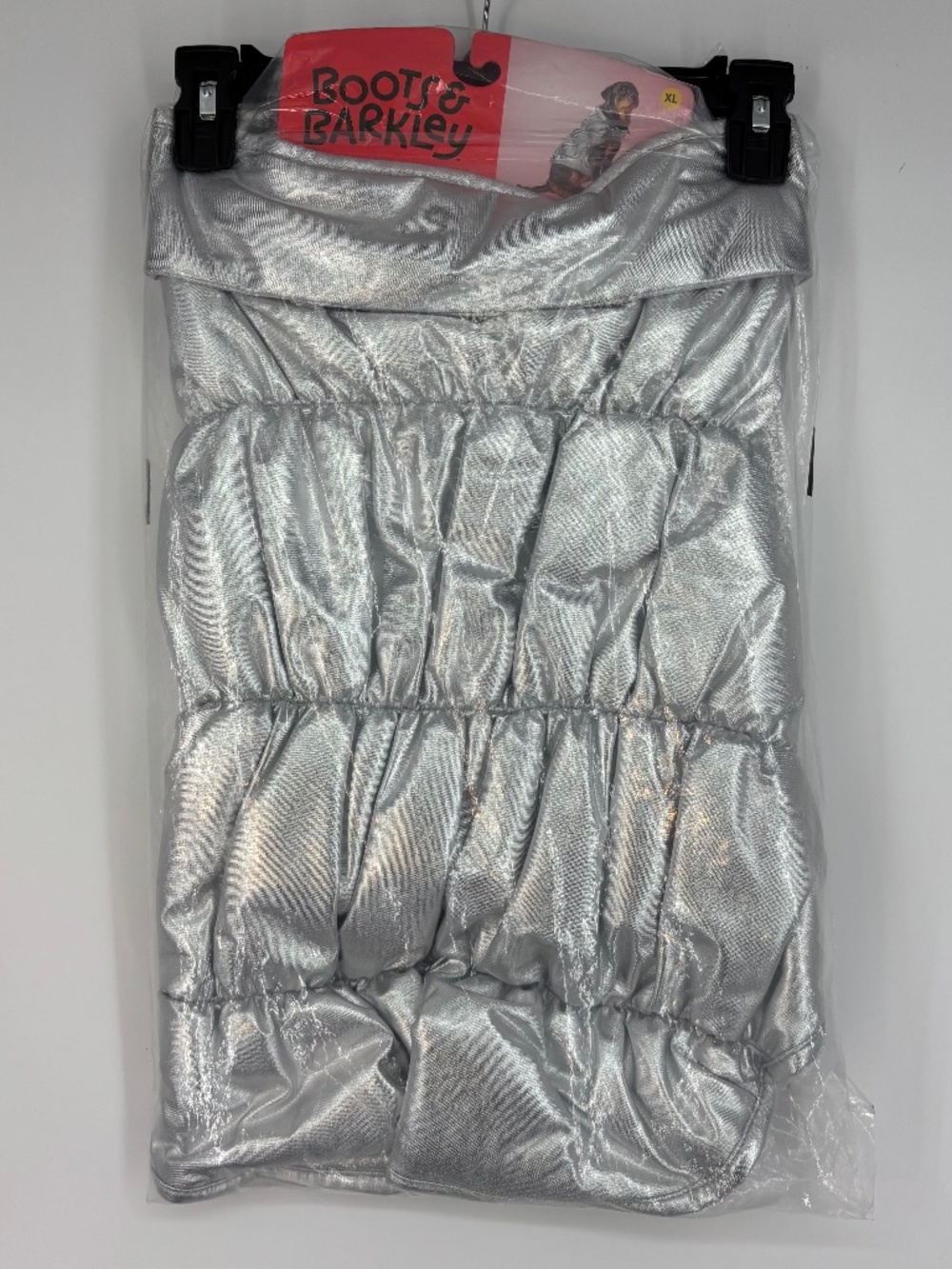 Boots & Barkley Dog Size XL Puffer Vest Metallic Silver Fleece Lining 100 LBS